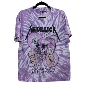 Metallica The Shortest Straw Band Tee Men’s L Purple Tie-Dye Graphic T-Shirt